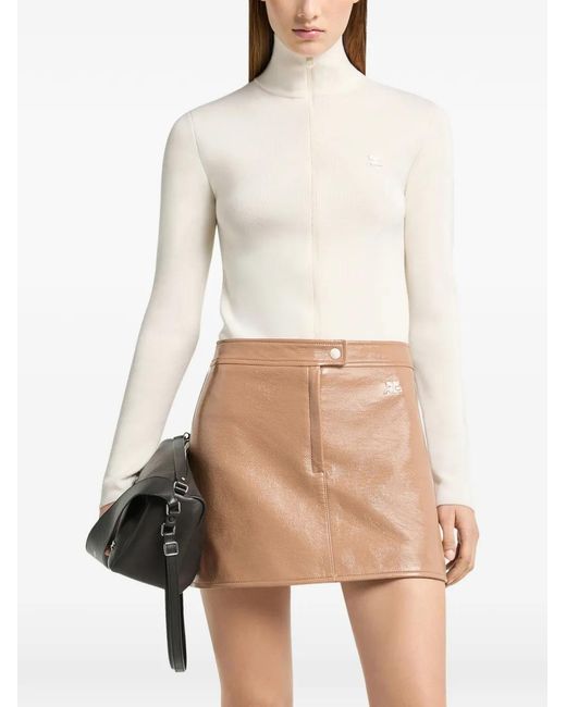 Courreges Natural Vinyl-Effect Mini Skirt