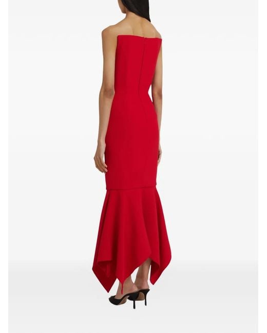 Safiyaa Red Tegan Asymmetric Midi Dress