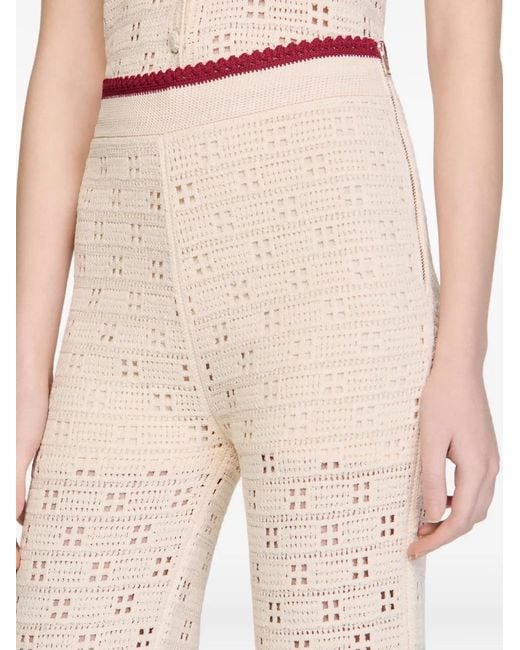 Sandro Natural Crochet-Knit Trousers