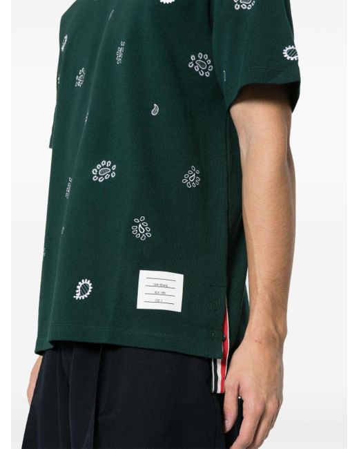 メンズ Thom Browne ロゴ Tシャツ Green