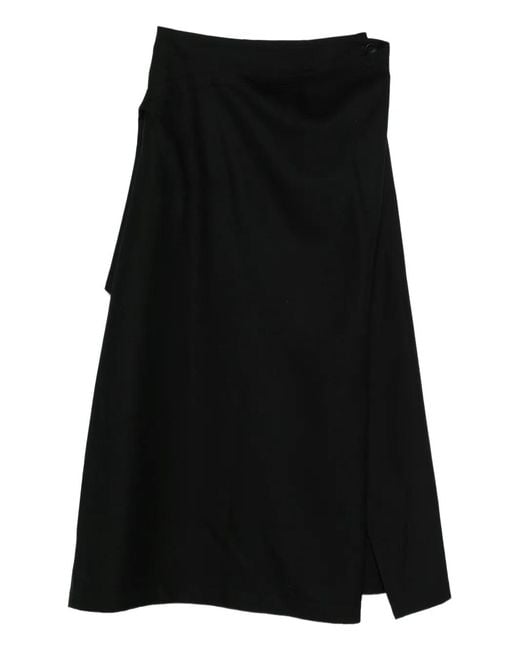 Issey Miyake Black High-Waisted Asymmetric Skirt