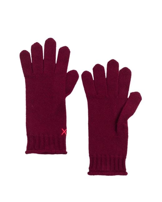 Chinti & Parker Purple Ribbed-Cuff Gloves