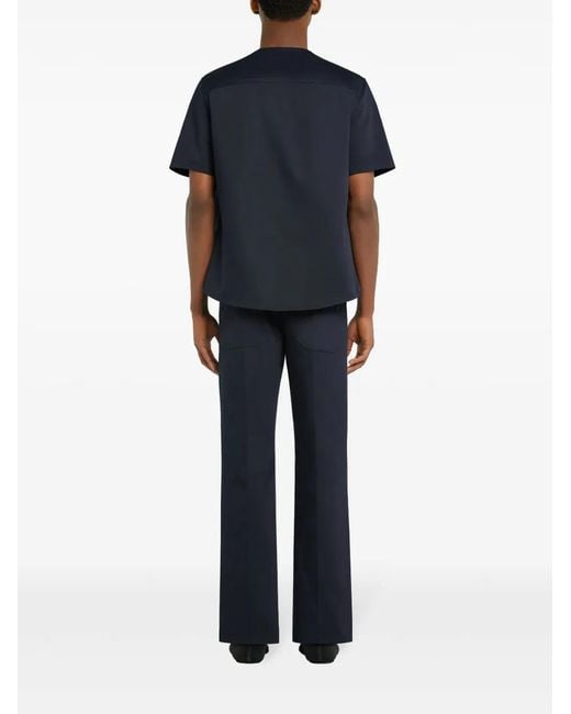 Courreges Blue Collarless Shirt for men