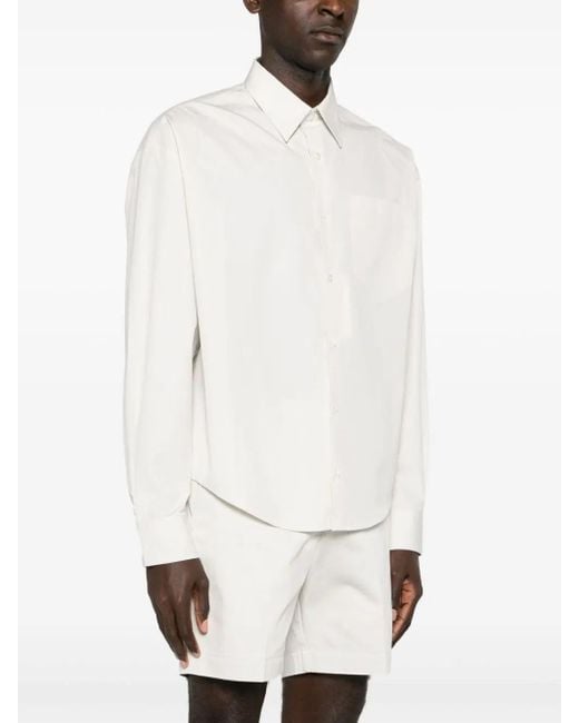 AMI White Ami De Coeur-Embroidered Poplin Shirt