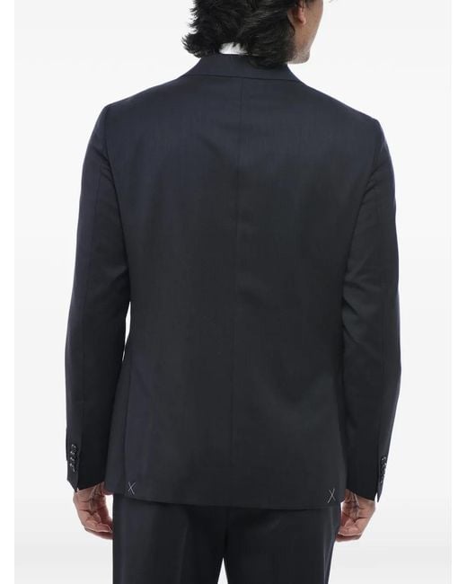 Corneliani Blue Herringbone-Pattern Virgin Wool Suit for men