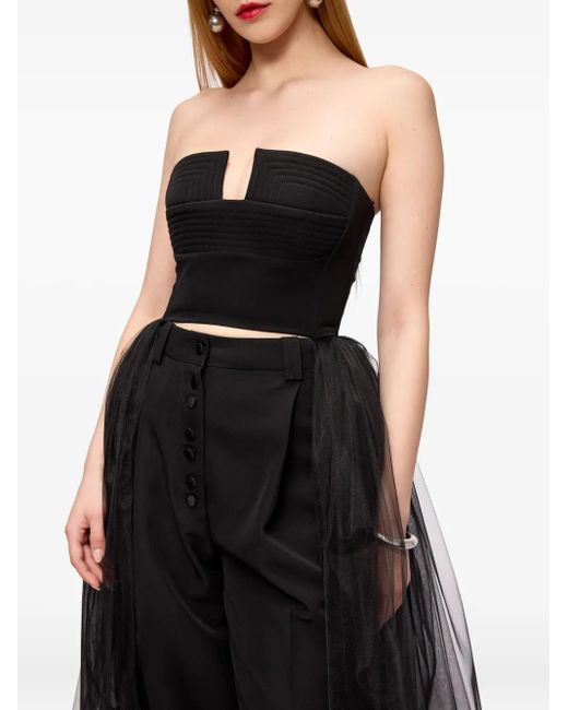 V:PM ATELIER Black Lisa Strapless Tulle-Panel Top