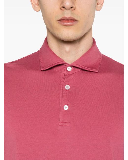 Fedeli Pink Zero Jersey Polo Shirt for men