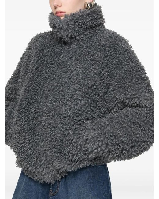 Chaqueta teddy con cuello alto Acne de color Gray