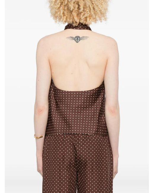 Posse Brown Phoebe Polka-Dot Top
