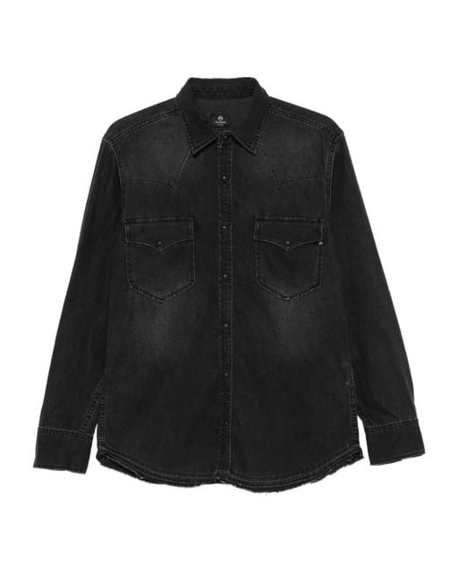 AG Jeans Black Frayed-Hem Denim Shirt