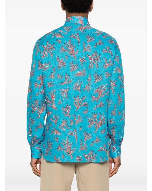 Camisa Con Motivo Isaia de hombre de color Blue