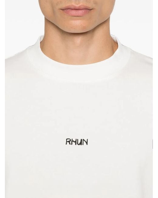 Rhun White Logo-Print T-Shirt for men
