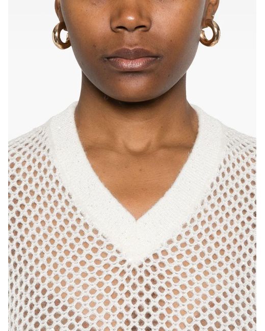 Peserico White Open-Knit Sweater