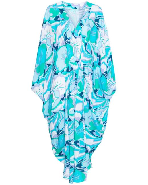 Melissa Odabash Blue Frederica Floral-print Maxi Dress
