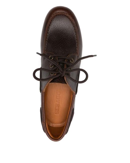 Sebago Brown Gary Jobson Leather Lace-Up Boat Shoes for men