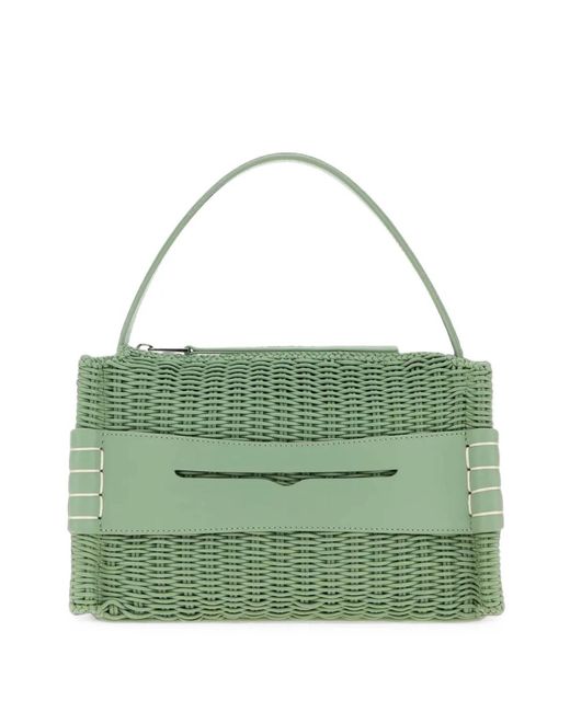 J.W. Anderson Green Loafer Woven Leather Tote Bag