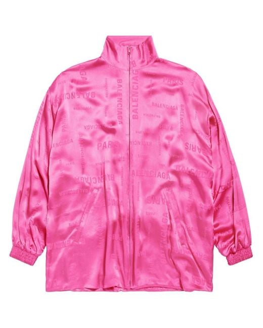 Balenciaga Pink Bal Paris Allover Fluid Tracksuit Jacket