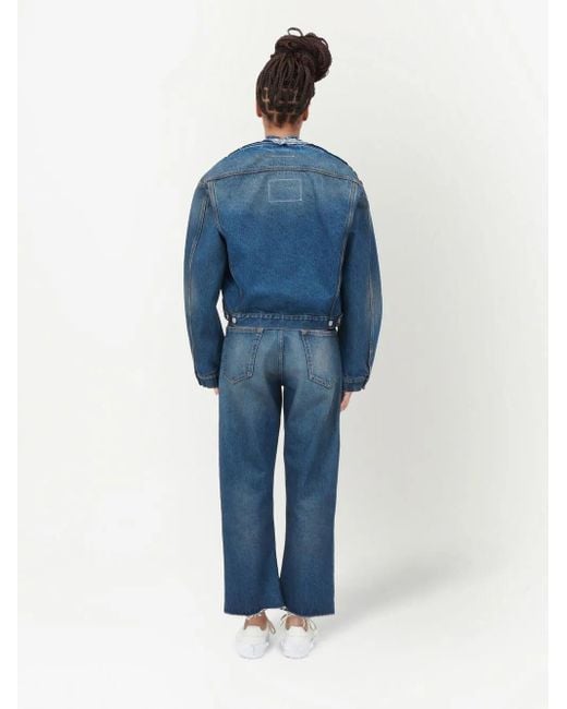MM6 by Maison Margiela Blue Collarless Denim Jacket