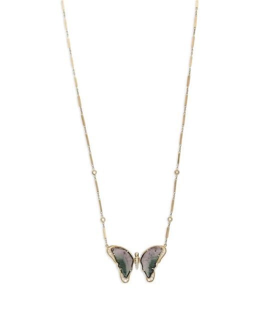 Jacquie Aiche White 14K Butterfly Tourmaline And Diamond Necklace