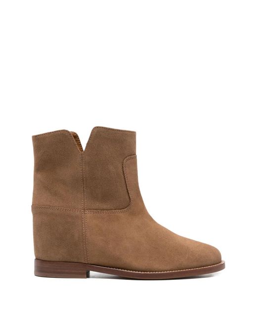 Via Roma 15 Brown Notch-Detail Boots