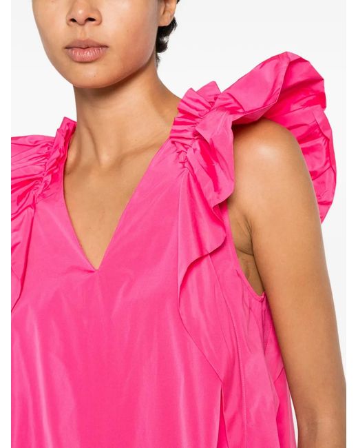 Psophia Pink Blouse Volantée À Col V