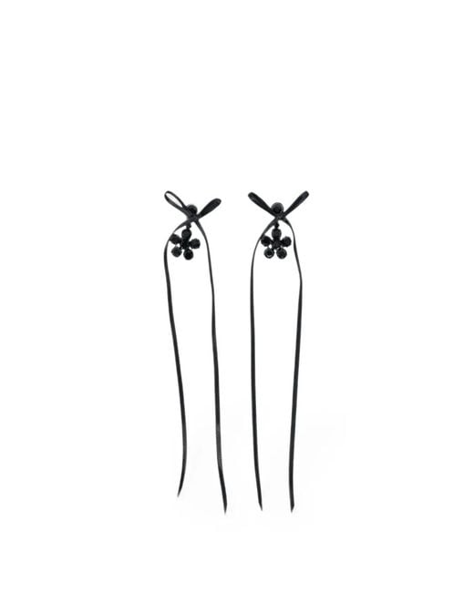 Simone Rocha Blue Crystal-Embellished Ribbon Earrings