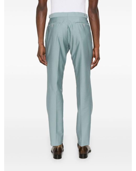 Tom Ford Blue Pressed-crease Trousers for men