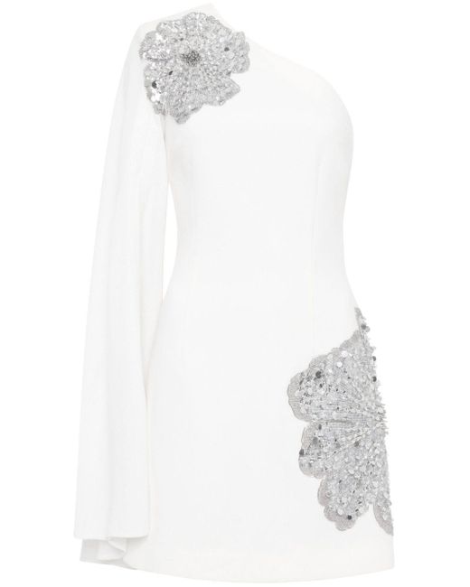 Rebecca Vallance White Layana Crystal-Embellished Mini Dress