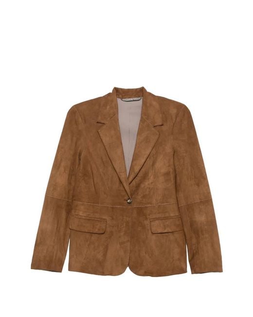 Leather Authority Brown Blazer Beatriz En Cuir