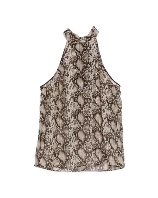 Nili Lotan Natural Snake-Pattern Halter-Neck Top