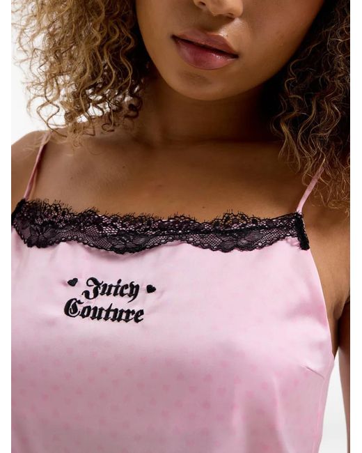 Juicy Couture Pink Lace-Trim Heart-Print Pajamas