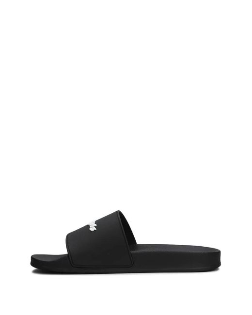 Palm Angels Black Logo Pool Slides for men
