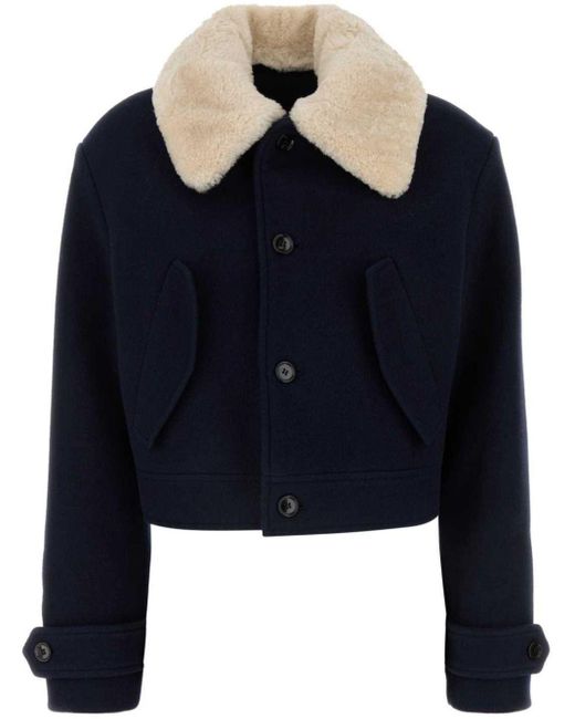 Ami Paris エコファーカラー ジャケット ブルー | Lyst
