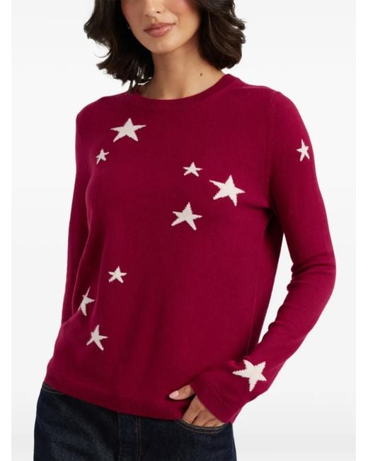 Chinti & Parker Red Star-Intarsia Sweater