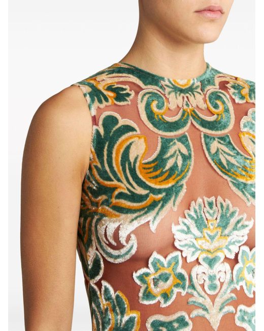 Etro Metallic Midi Dress With Jacquard Pattern