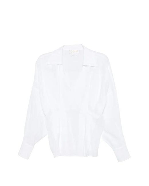 Genny White Collar V-Neck Blouse