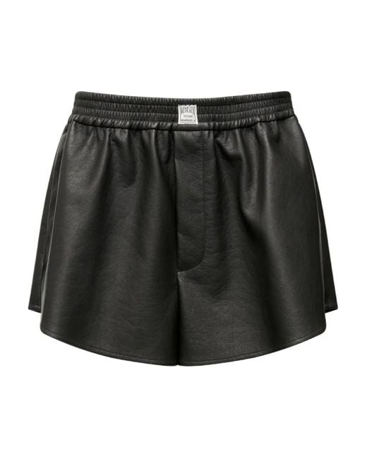 MM6 by Maison Margiela Black Elasticated-Waist Faux-Leather Shorts