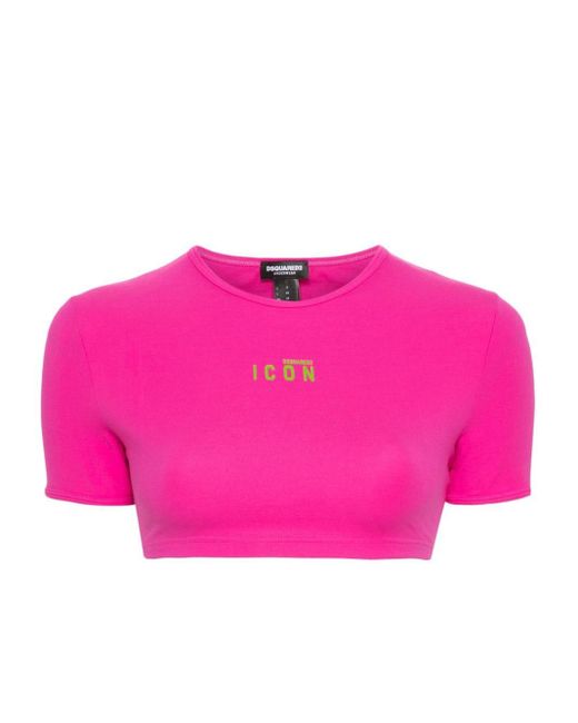 DSquared² Pink Icon Cropped Top