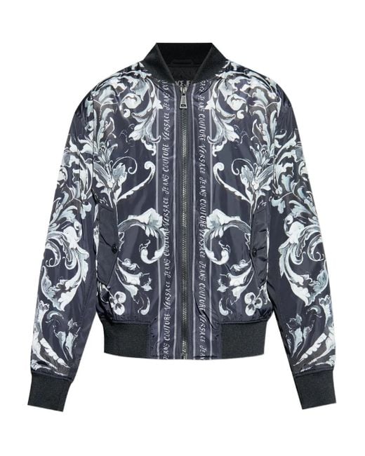 Versace Jeans Couture Blue Baroque-Print Bomber Jacket for men