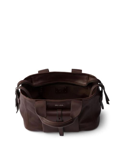 Prada Brown Route Medium Leather Tote Bag