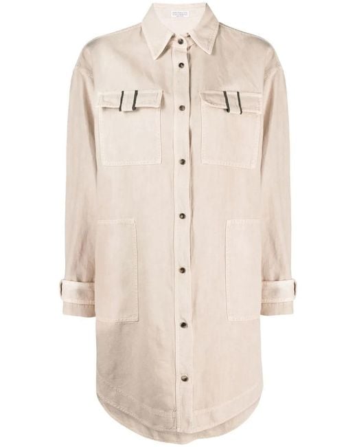 Brunello Cucinelli Natural Cotton And Linen Oversized Shirt