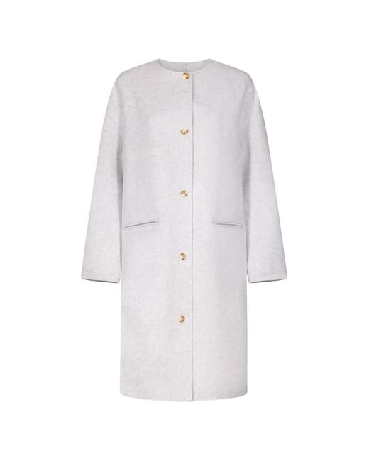 Loulou White Kerry Button Single-Breasted Coat