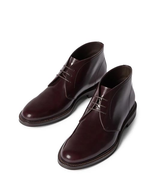 Brunello Cucinelli Purple Polished-Calfskin Chukka Boots for men