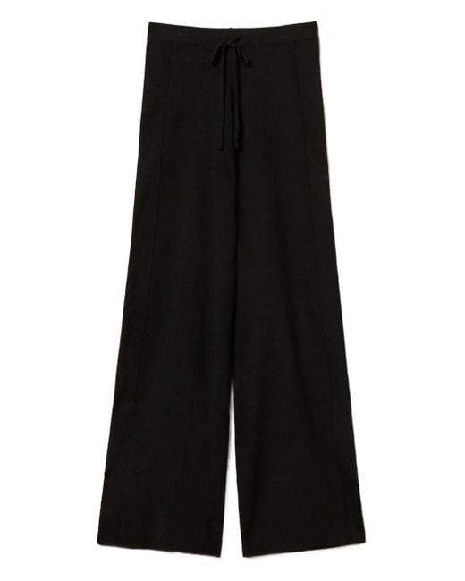 Twinset Black Drawstring Side Slits Trousers