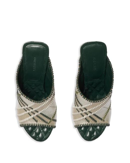 Burberry White Karierte Mules 90Mm