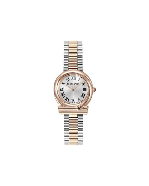 Ferragamo White Gancini Twisted 28Mm Watch