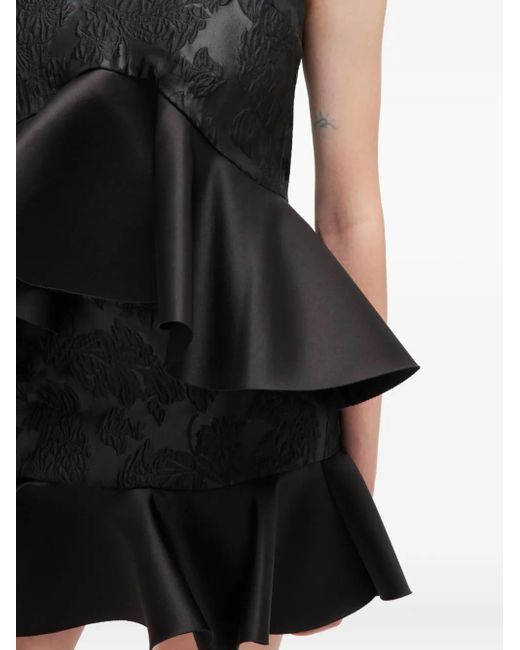 Ganni Black Satin Cloque Peplum Top