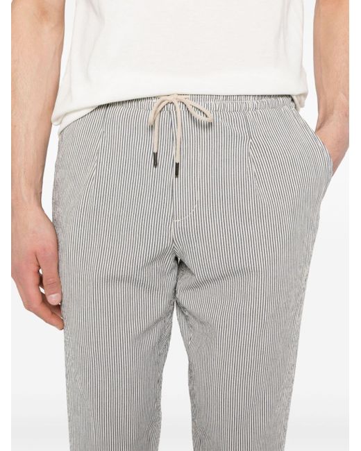 Boggi Gray Striped Tapered Trousers for men