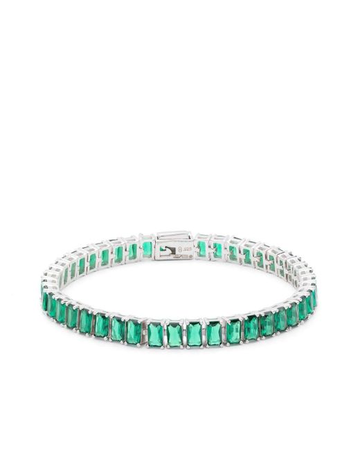 Hatton Labs Green Emerald-cut Tennis-chain Bracelet for men