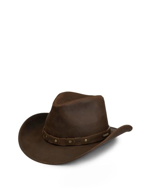 Stetson Brown Chapeau De Cowboy En Cuir